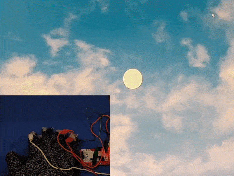 A video demo showcasing how each finger on the glove is tied to a key press that changes the background image in p5